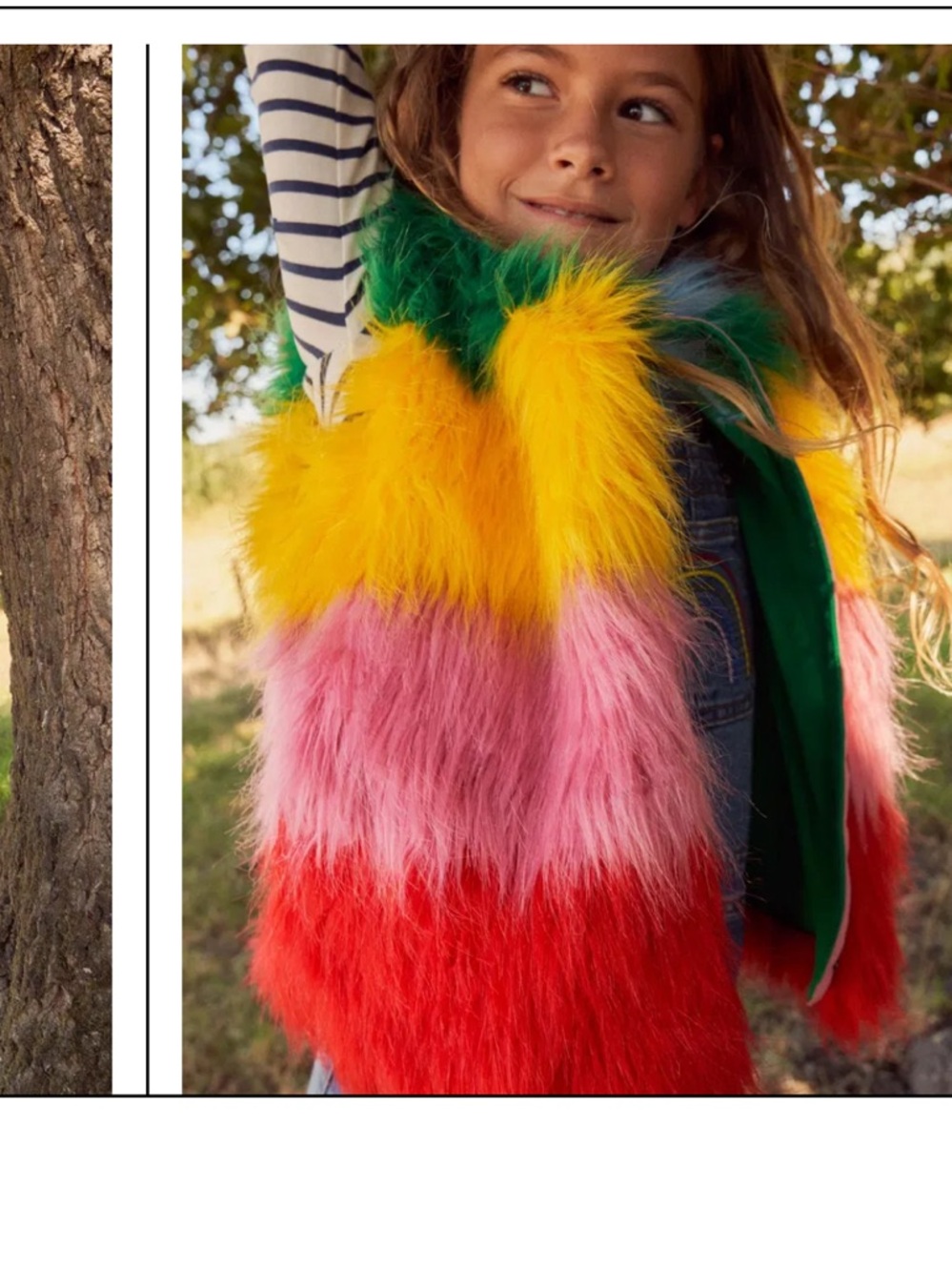 Mini Boden Rainbow Faux Fur Gilet Vest Girls Size 5 6 Years Colorblock